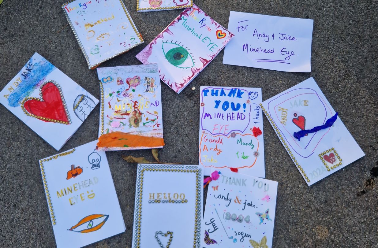 Thank you card from young people who took part in the Minehead Eye Project.