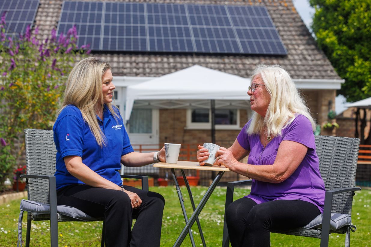 Michelle (right) chatting to our customer liaison officer for the project.