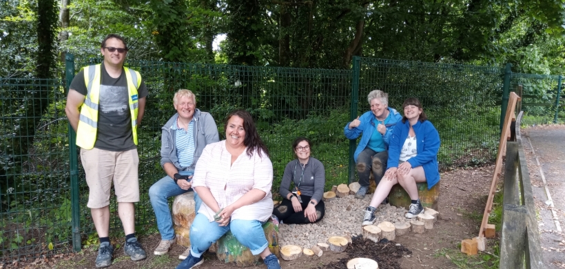 Volunteers working on the sensory garden project. 