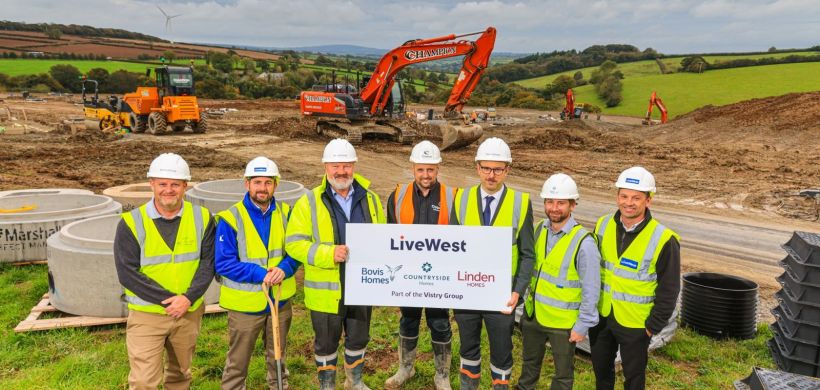 Colleagues from LiveWest and Vistry where work has started on the development site.