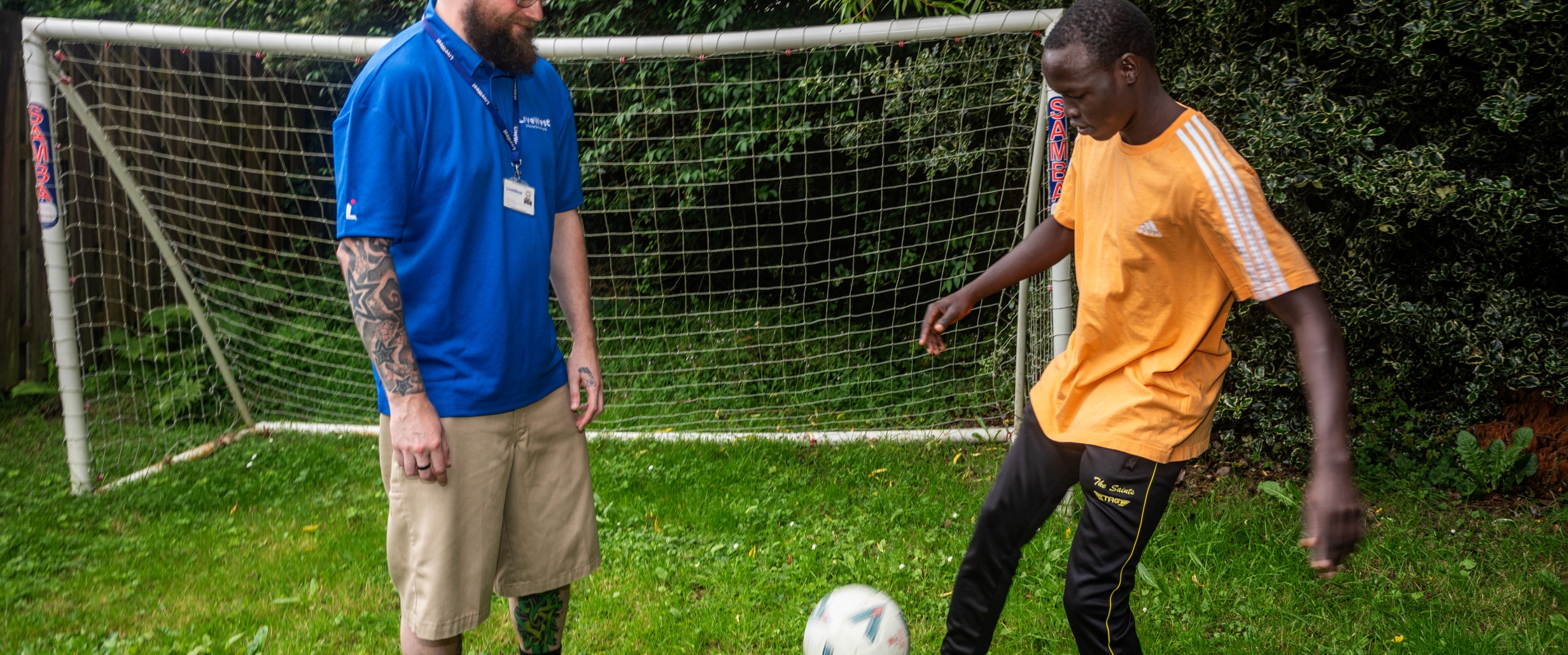 Playing football at Carn Brea Foyer