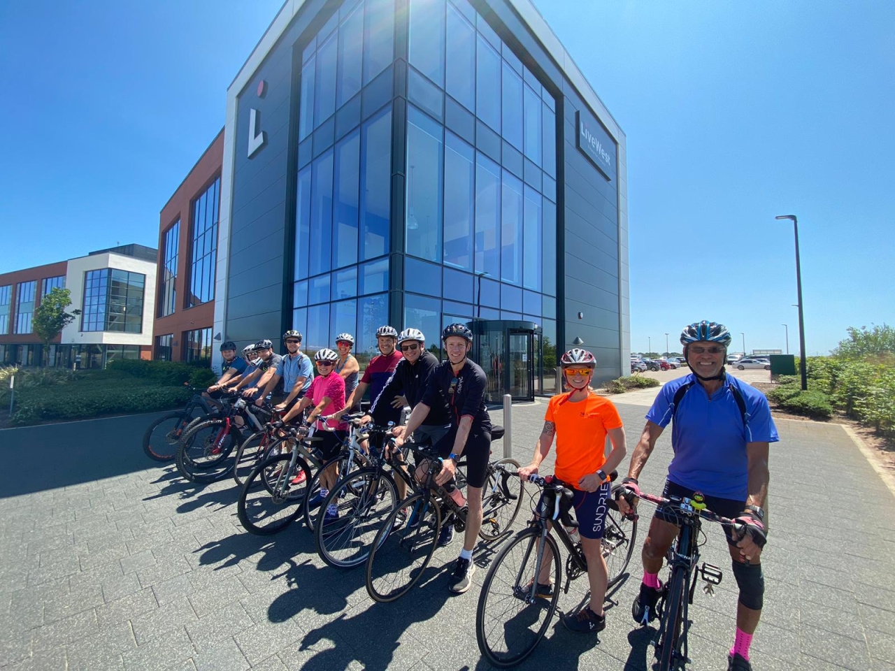 LiveWest colleagues taking part in a charity bike ride. 