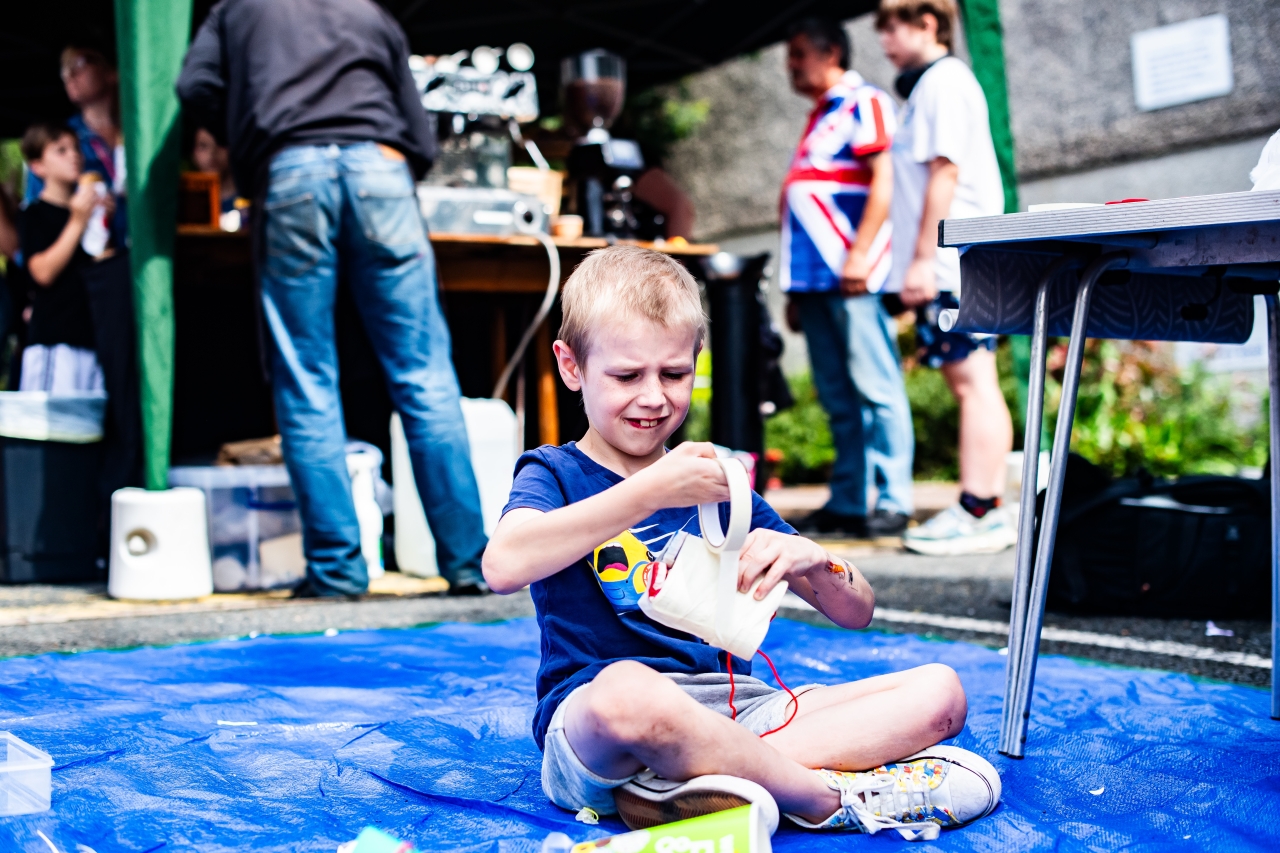 A child at a community event. 