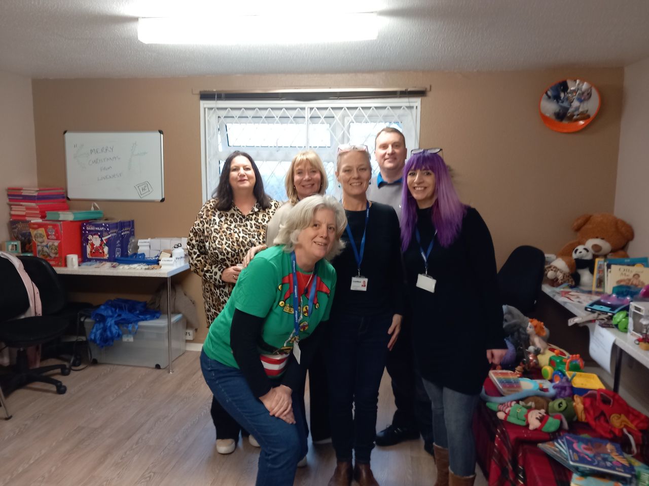 Volunteers at a toy swap. 