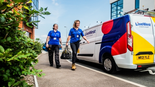 LiveWest colleagues by a LiveWest van. 