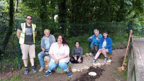 Volunteers working on the sensory garden project. 