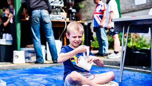 A child at a community event. 