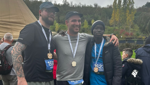 Aaron, Matt and Changkouth after completing a half marathon.